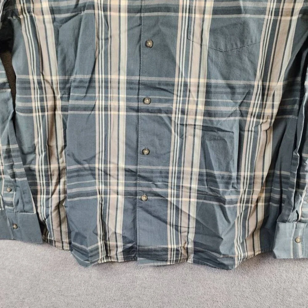 Vince Lorimer Plaid Long Sleeve Shirt Men's XL Harbor Blue Combo Button Closure
